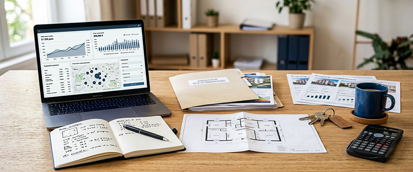 Estimation immobilière avec analyse du prix d’un bien, comparables et marché local